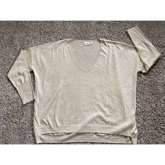 AG Adriano Goldschmied sz S Sweater Oversized 100% WOOL BOXY FIT Beige B25 - Picture 3 of 9